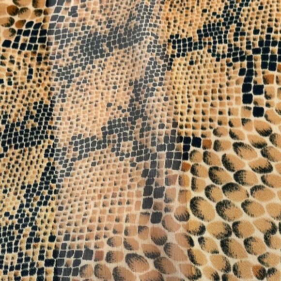 orange snake print sheer scarf silky poly square - Picture 4 of 7